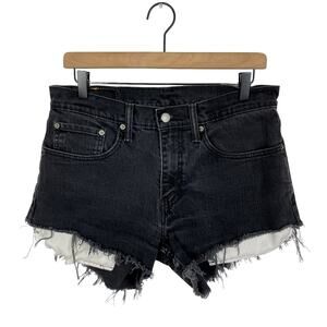 Levi's | 559 Black Denim Custom Cut Off Frayed High Rise Shortie Jean Shorts